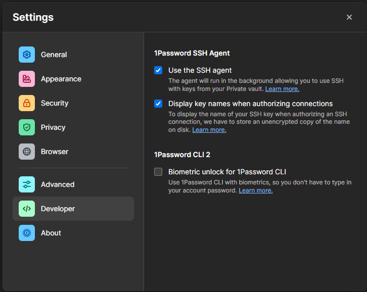 Enable the 1Password SSH Agent
